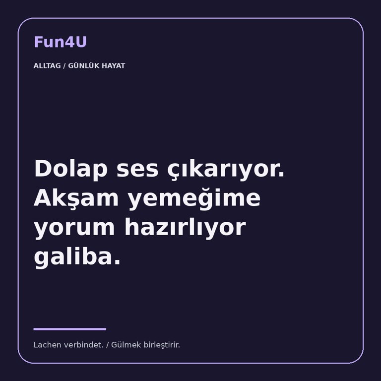 Dolap ses çıkarıyor. Akşam yemeğime yorum hazırlıyor galiba.